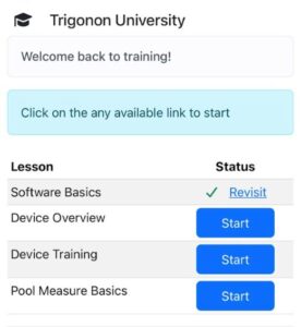 Trigonon-University-training-section-with-modules-to-teach-how-to-measure Image showing the training modules in Trigonon University training section in the Trigonon App