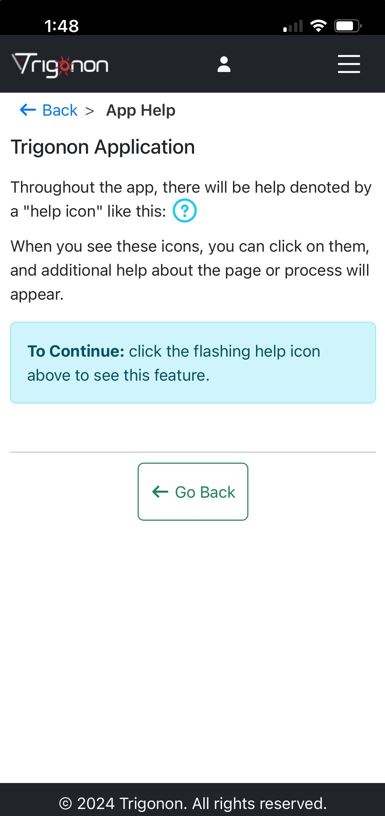 image showing the Trigonon app screenshot that helps employees train on the device