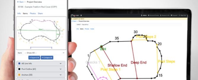 picture showing both a laptop and a mobile phone with Trigonon software on them showing it works with any device