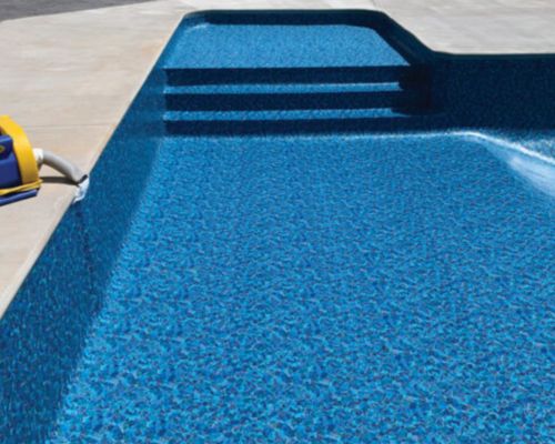 image showing a pool liner on underwater stairs that fit perfectly since they were measured perfectly using Trigonon device